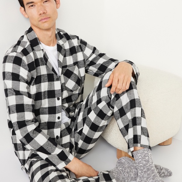 NWT OLD NAVY Flannel Pajama Set COLOR BLACK BUFFALO PLAID SIZE MEDIUM - Picture 3 of 5